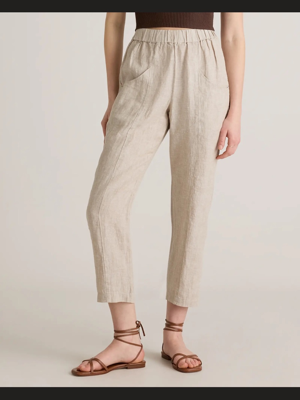 Quince Women's Elastic-Waist Chinos - light cargo color - Picture 5 of 9
